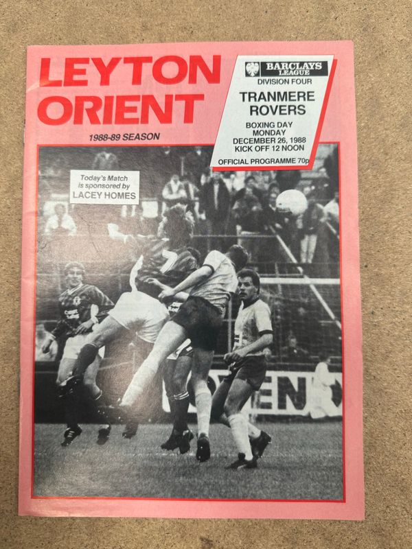 Leyton Orient v Tranmere Rovers - 26/12/88
