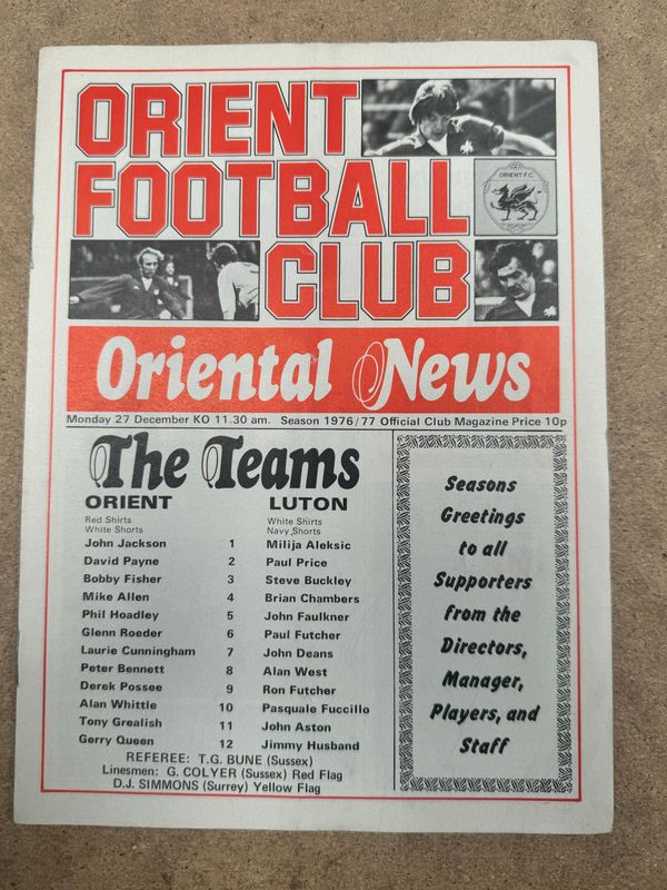 Leyton Orient v Luton Town - 27/12/76