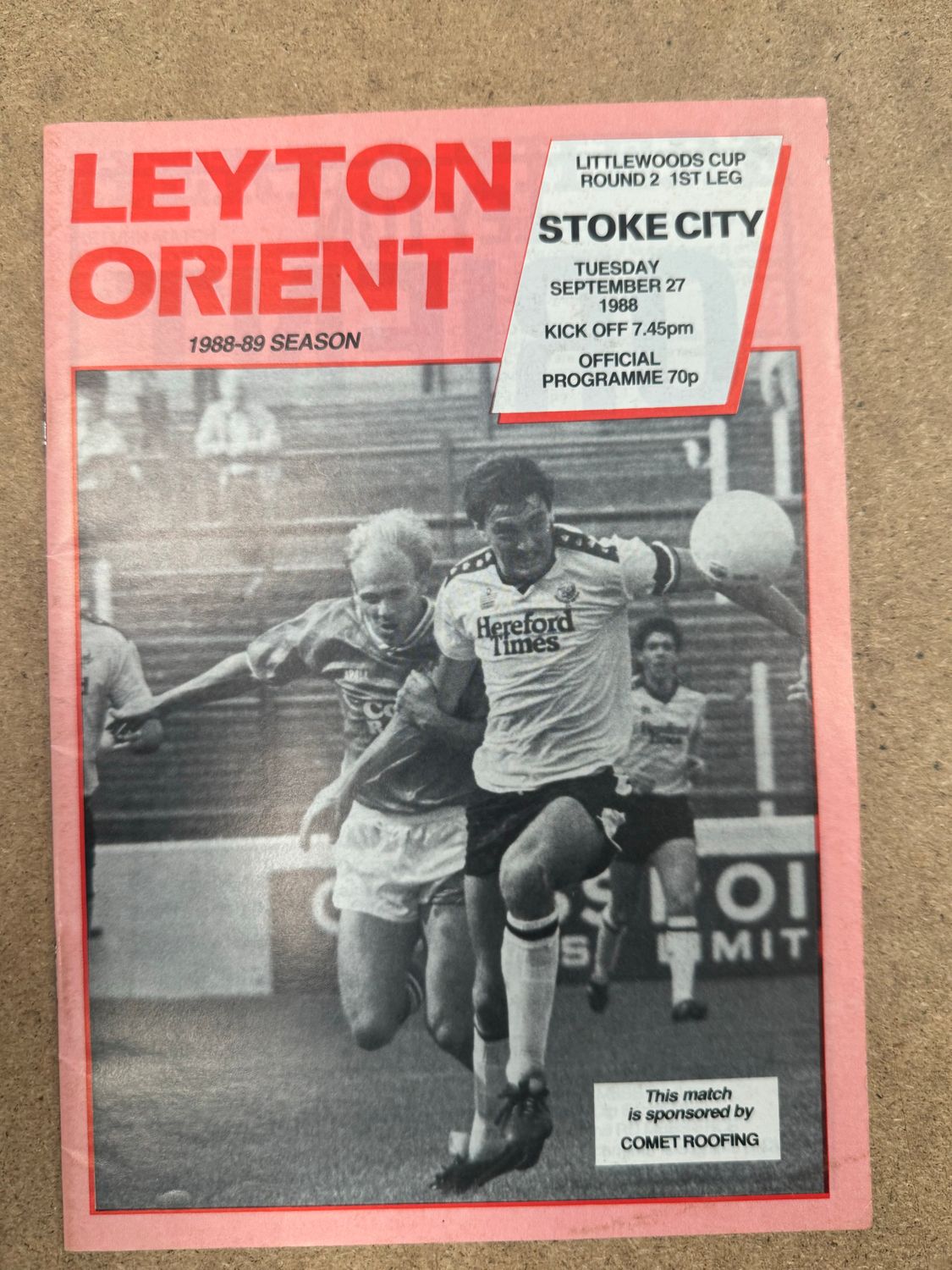 Leyton Orient v Stoke City - 27/9/88