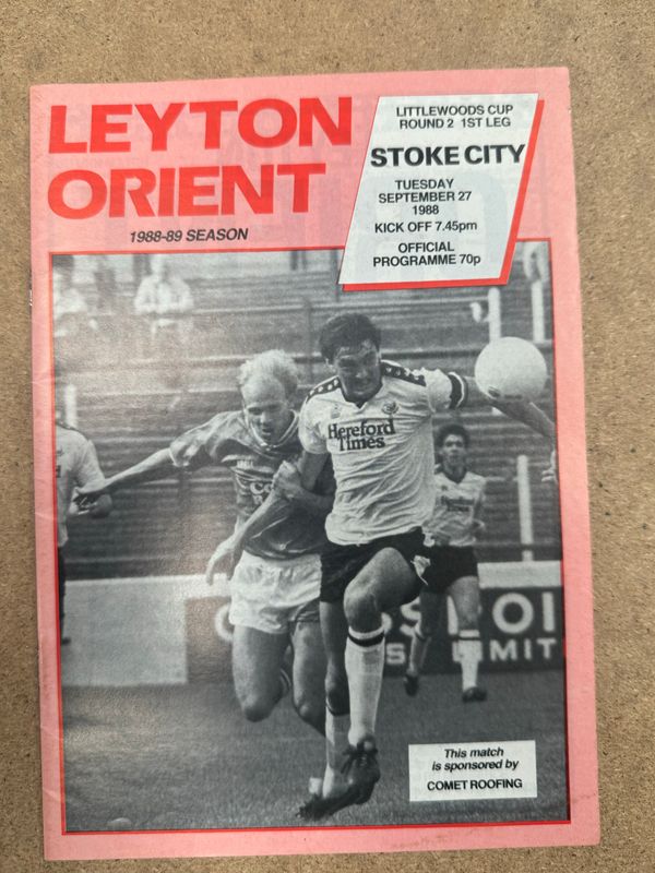Leyton Orient v Stoke City - 27/9/88