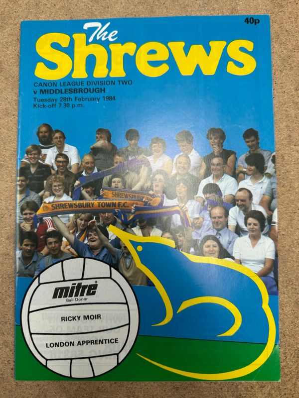 Shrewsbury Town v Middlesbrough - 28/2/84