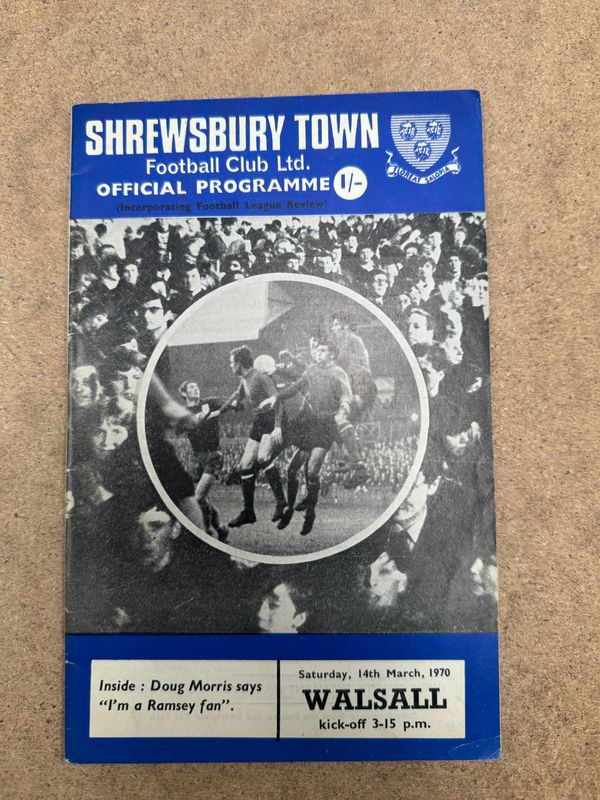 Shrewsbury Town v Walsall - 14/3/70