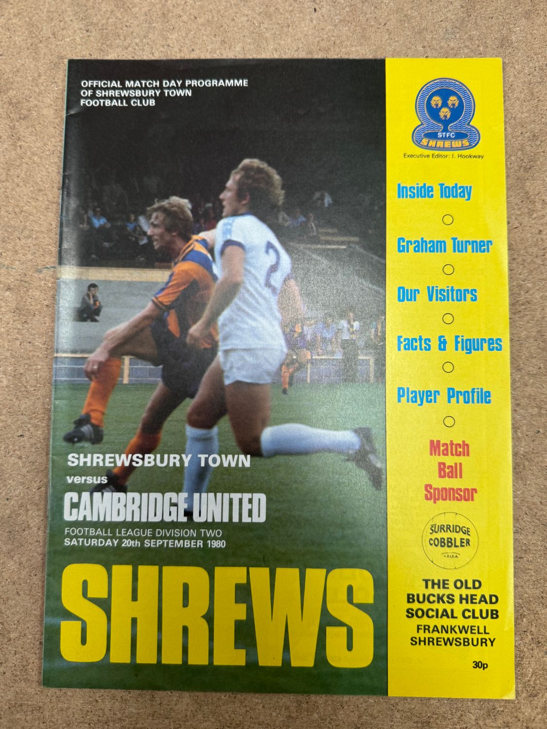 Shrewsbury Town v Cambridge United - 20/9/80