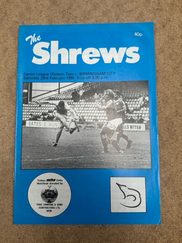 Shrewsbury Town v Birmingham City - 23/2/85