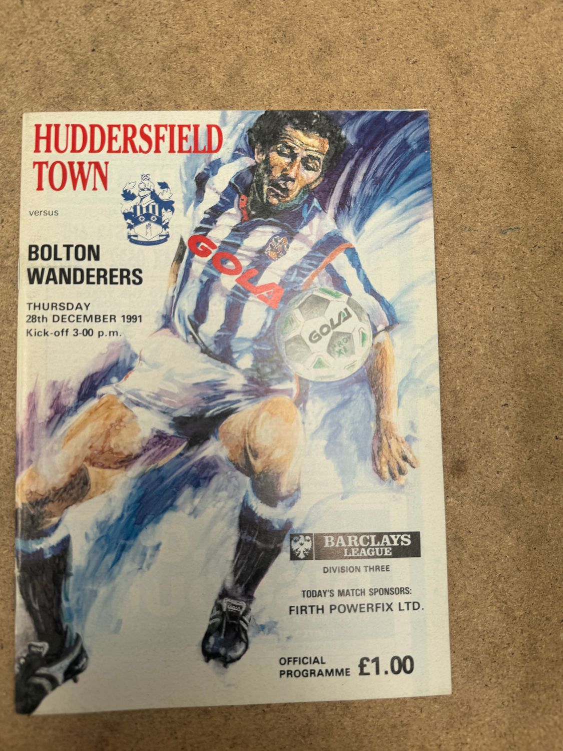 Huddersfield Town v Bolton Wanderers  - 28/12/91