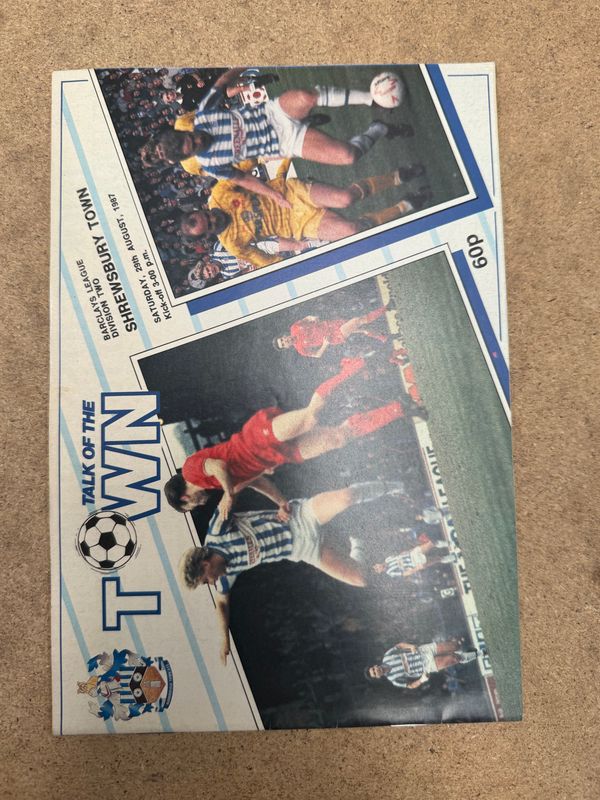 Huddersfield Town v Shrewsbury Town  - 29/8/87