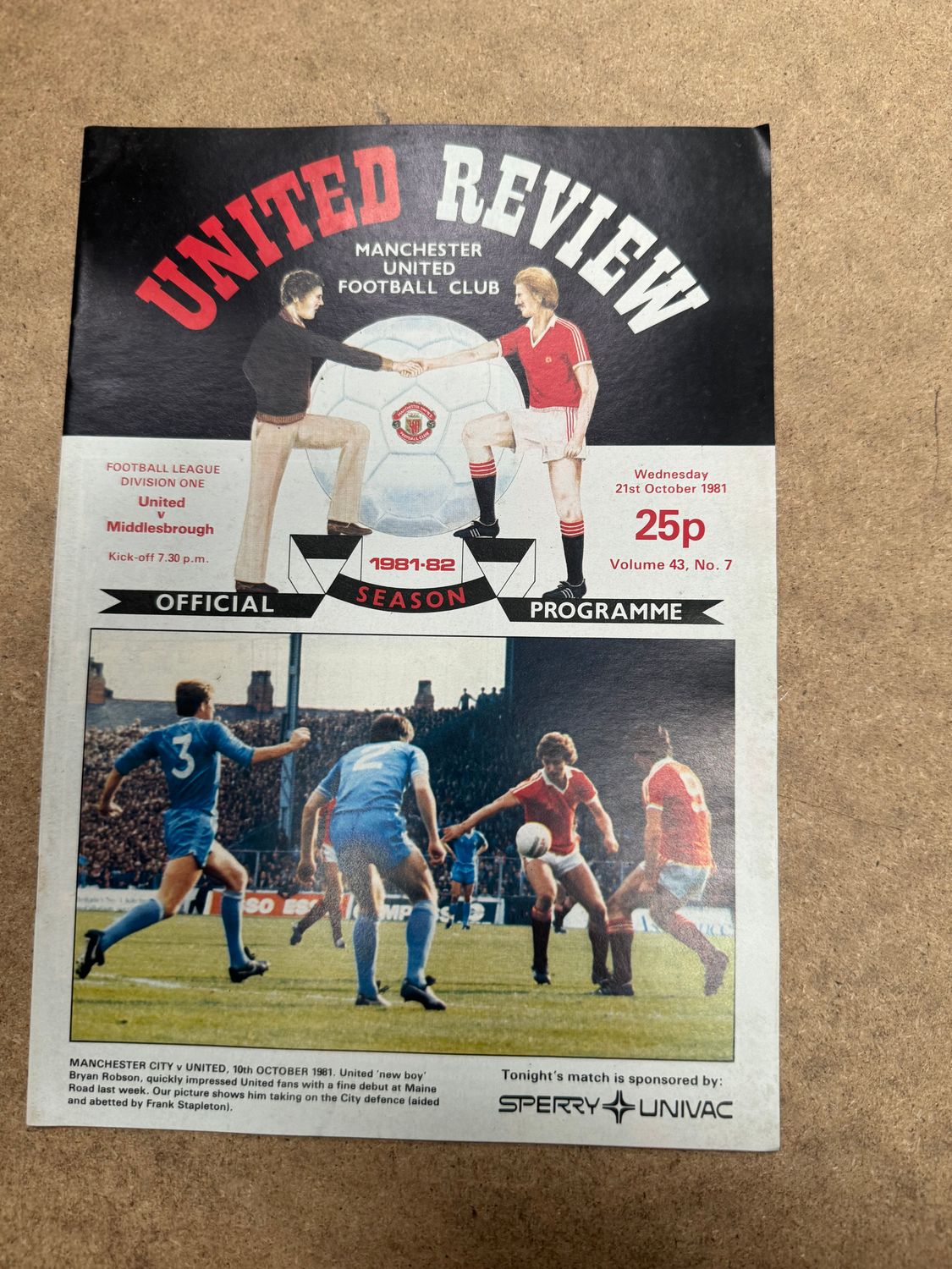 Manchester United v Middlesbrough - 21/10/81