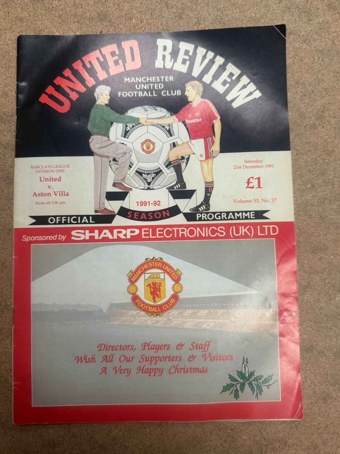 Manchester United v Aston Villa - 21/12/91