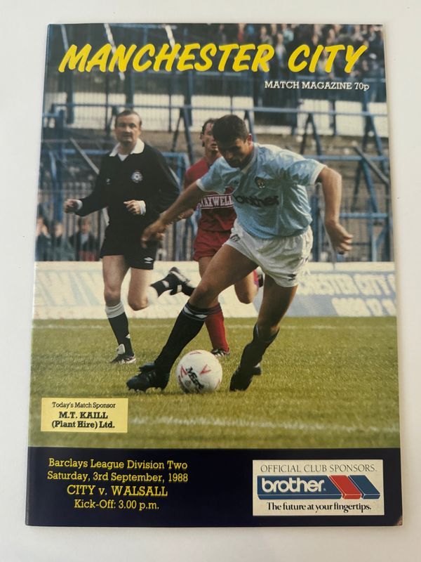 Manchester City v  Walsall - 3/9/88