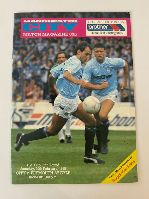 Manchester City v Plymouth Argyle - 20/2/88