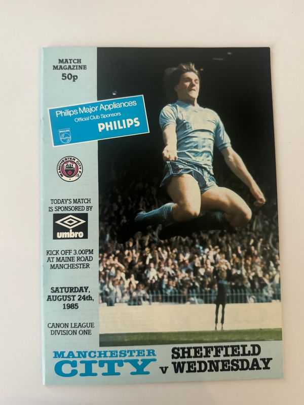 Manchester City v Sheffield Wednesday - 24/8/85