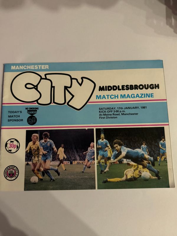 Manchester City v Middlesbrough - 17/1/81