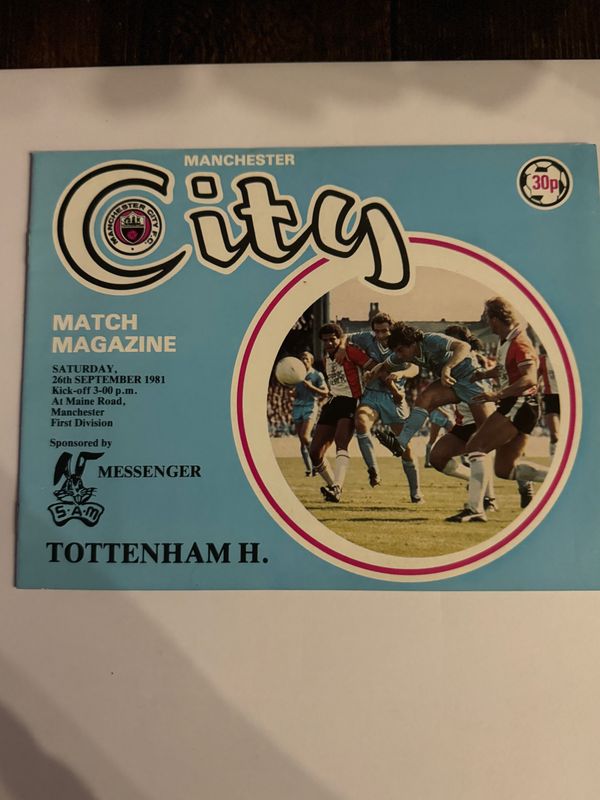 Manchester City v Tottenham Hotspur - 26/9/81