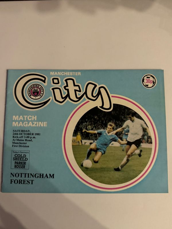 Manchester City v Nottingham Forest - 24/10/81