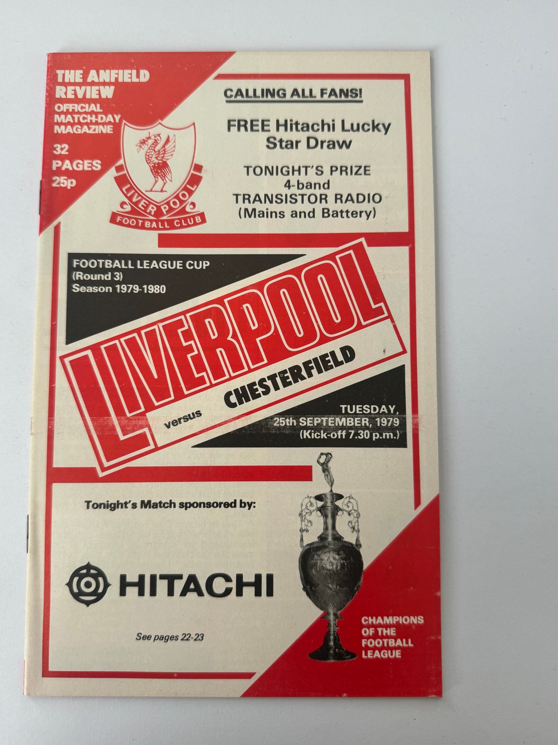 Liverpool v Chesterfield - 25/9/79