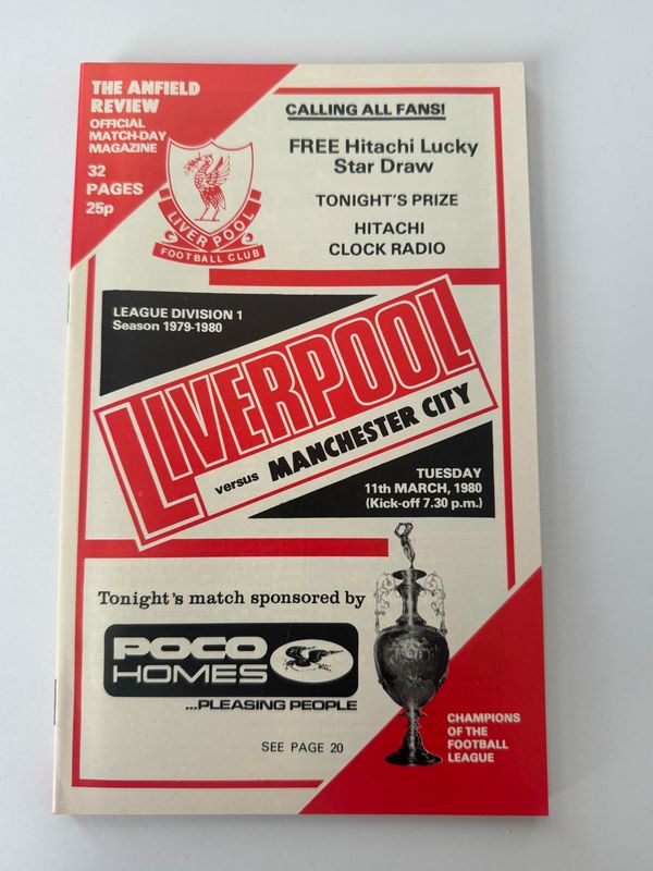 Liverpool v Manchester City - 11/3/80
