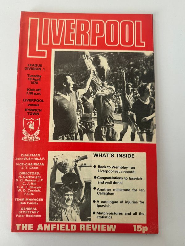 Liverpool v Ipswich Town - 18/4/78