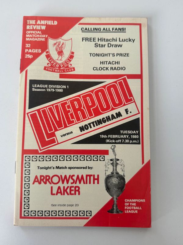 Liverpool v Nottingham Forest - 19/2/80