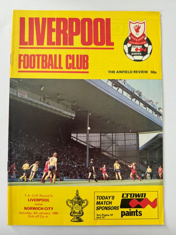 Liverpool v Norwich City - 4/1/86