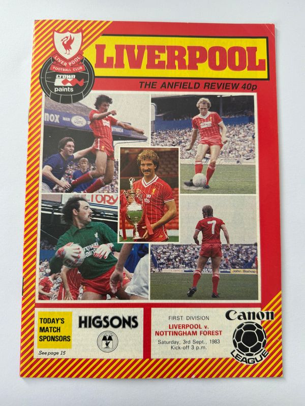 Liverpool v Nottingham Forest - 3/9/83