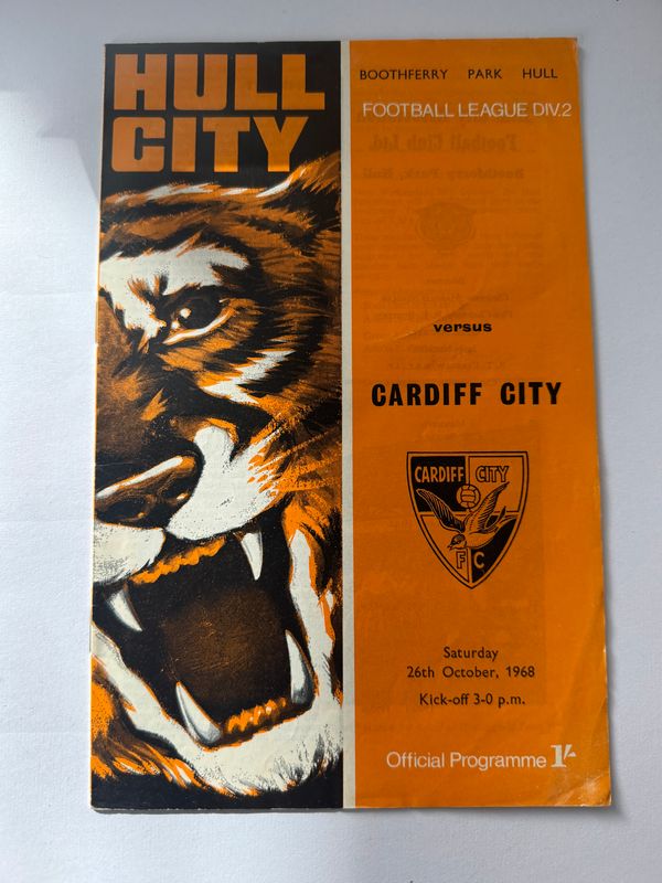 Hull City v Cardiff City - 26/10/68