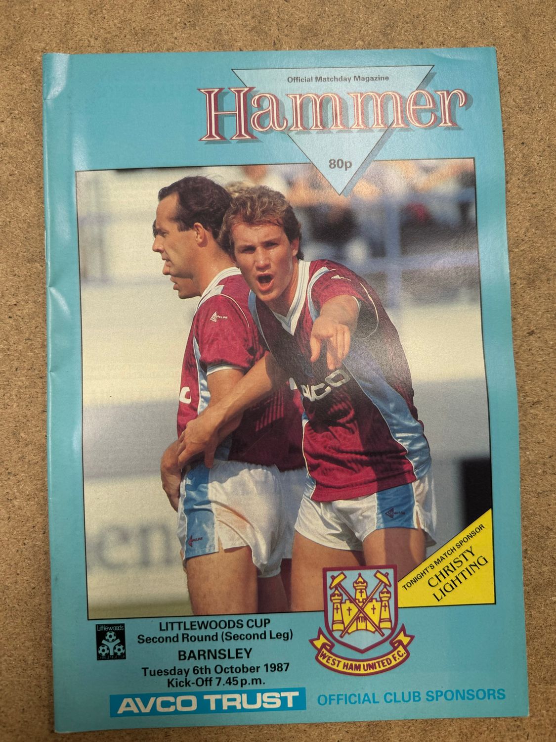 West Ham United v  Barnsley - 6/10/87