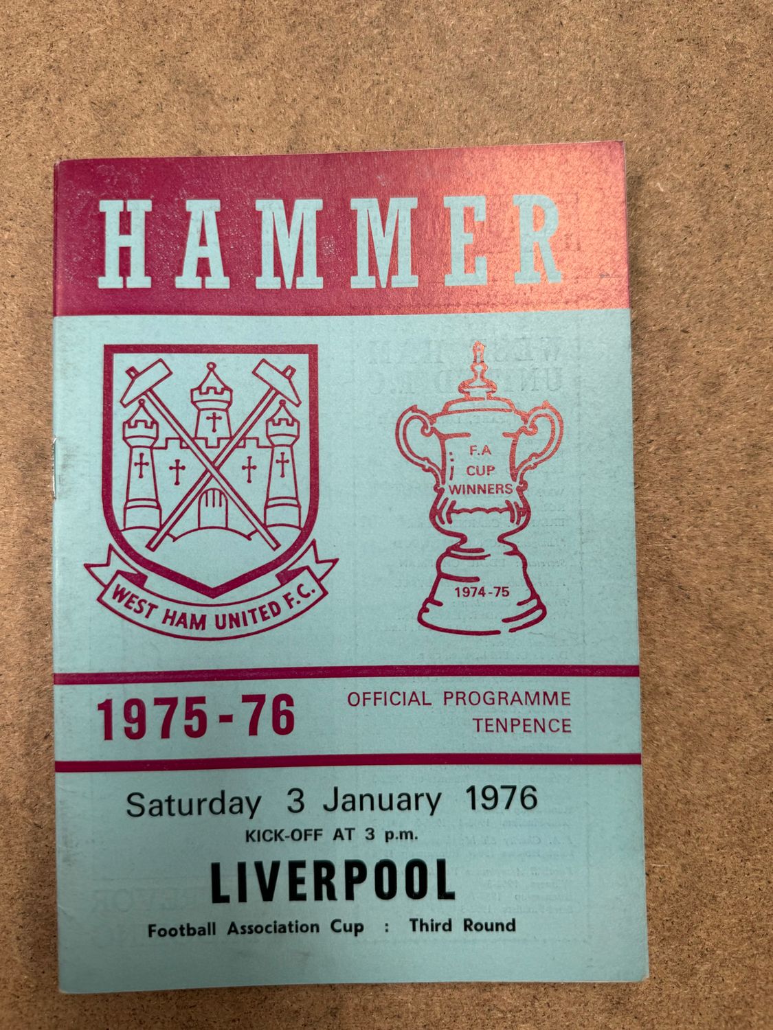 West Ham United v  Liverpool - 3/1/76