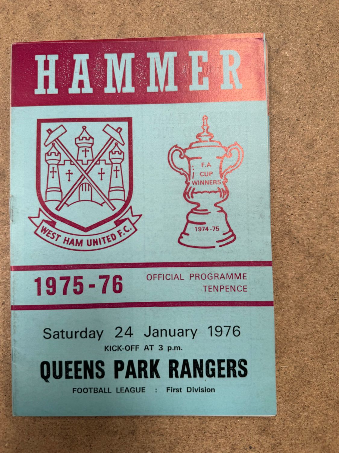 West Ham United v  QPR - 24/1/76