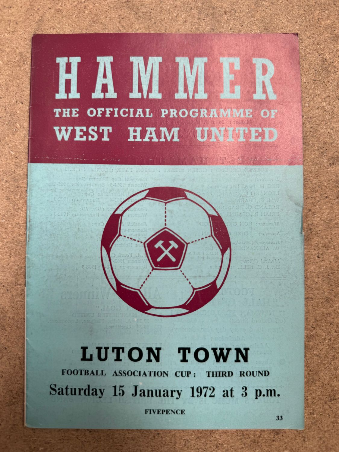 West Ham United v  Luton Town - 15/1/72