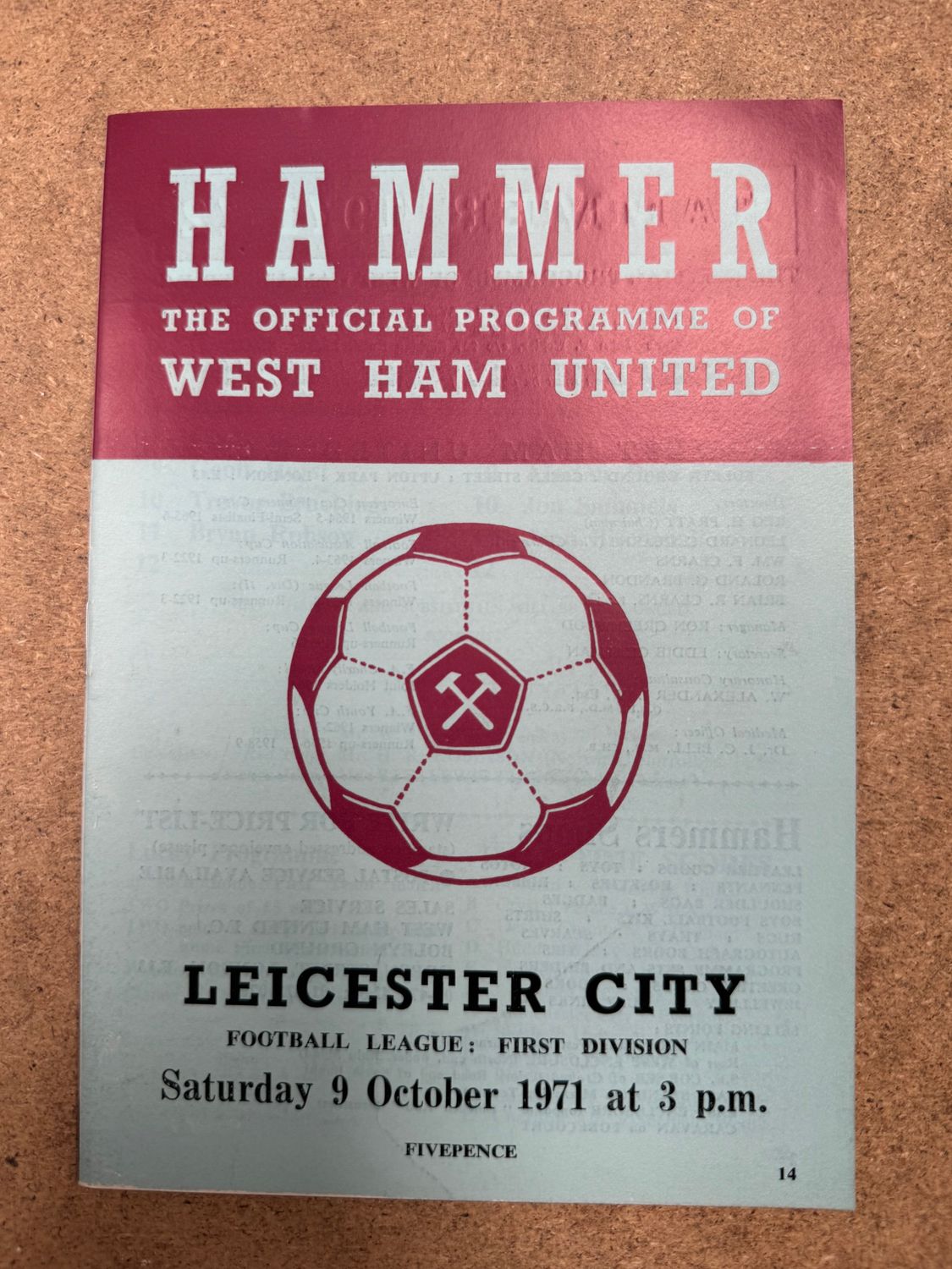 West Ham United v  Leicester City - 9/10/71