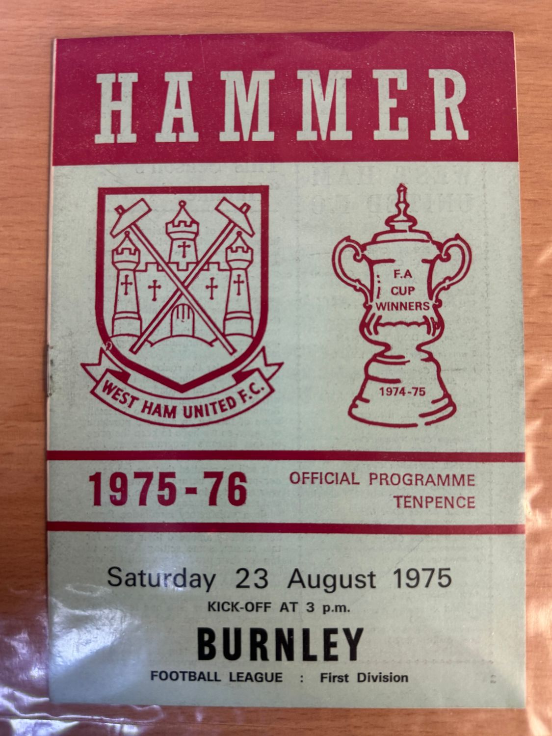 West Ham United v  Burnley - 23/8/75