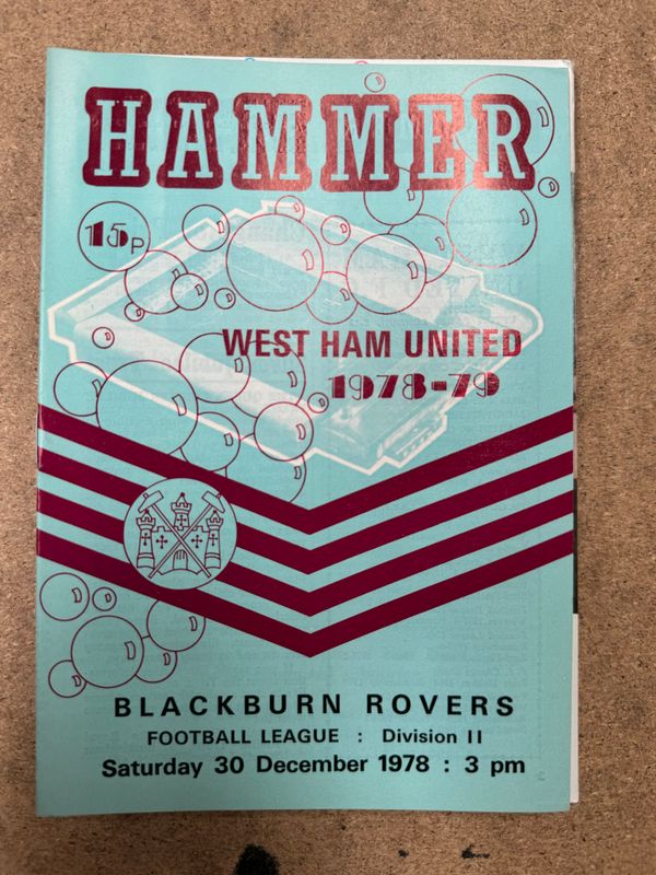 West Ham United v  Blackburn Rovers - 30/12/78