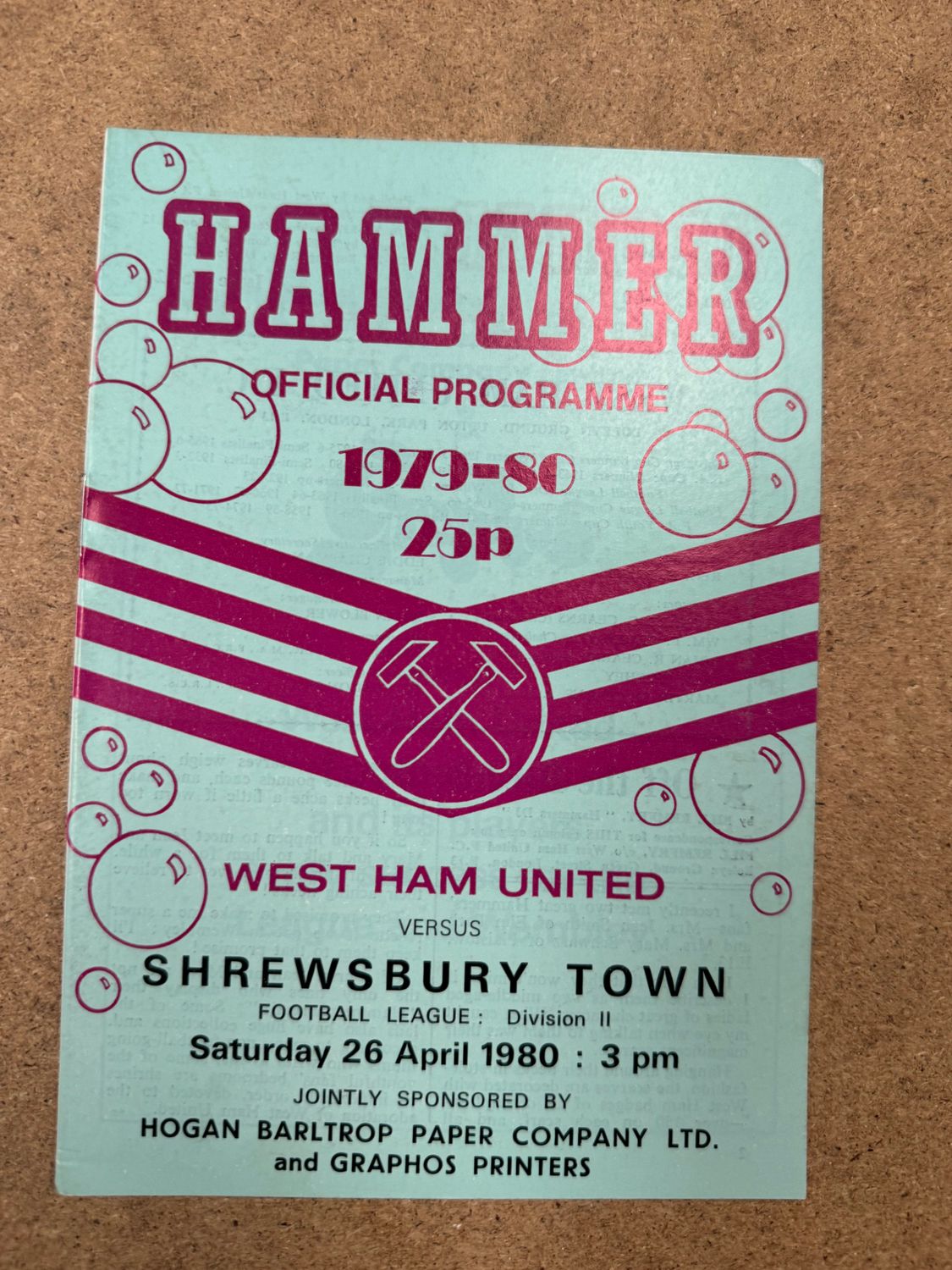 West Ham United v  Shrewsbury Town - 28/4/80