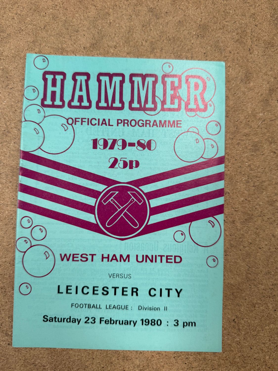 West Ham United v  Leicester City - 23/2/80