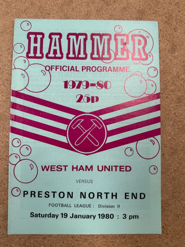 West Ham United v  Peston North End - 19/1/80