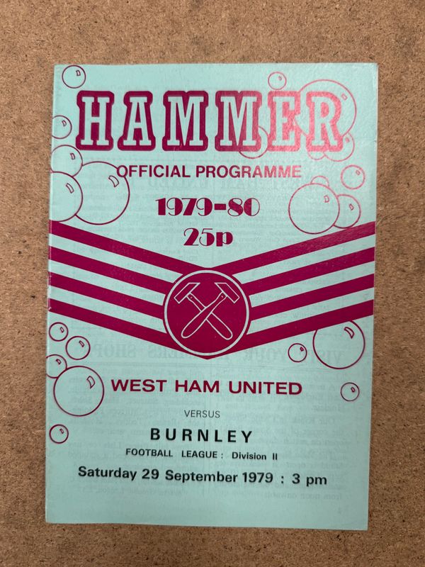 West Ham United v  Burnley - 29/9/79