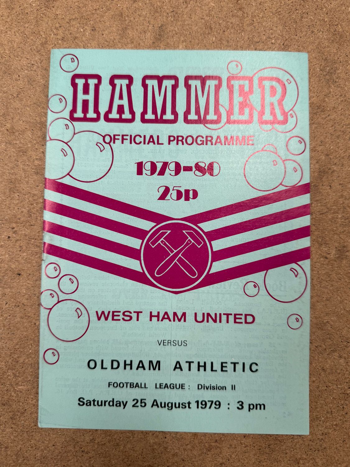 West Ham United v  Oldham Athletic - 25/8/79