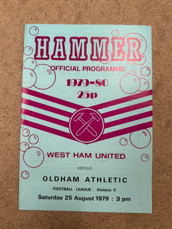 West Ham United v  Oldham Athletic - 25/8/79