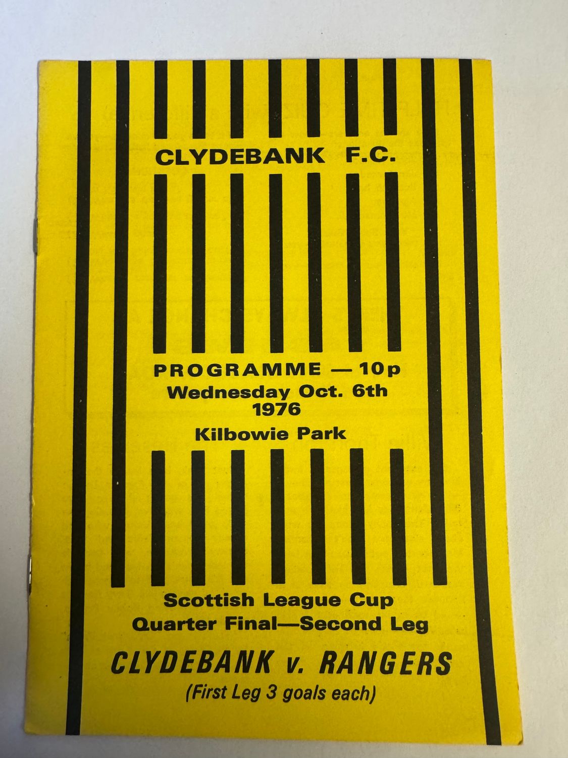 Clydebank v Rangers - 6/10/76