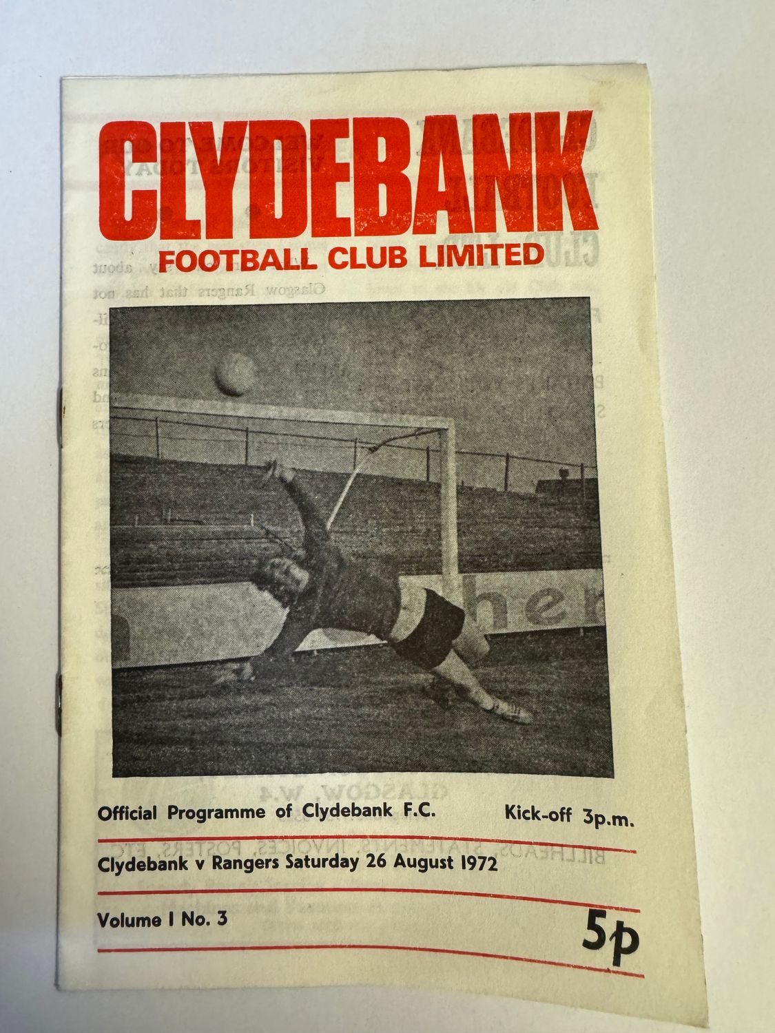 Clydebank v Rangers - 26/8/72