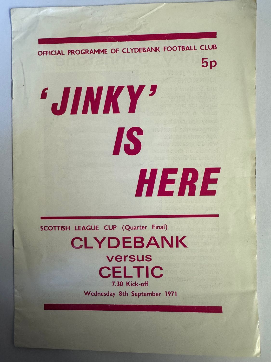 Clydebank v Celtic - 8/9/71