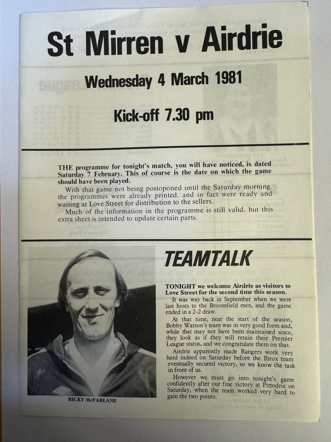 St Mirren v Airdrie  - 4/3/81