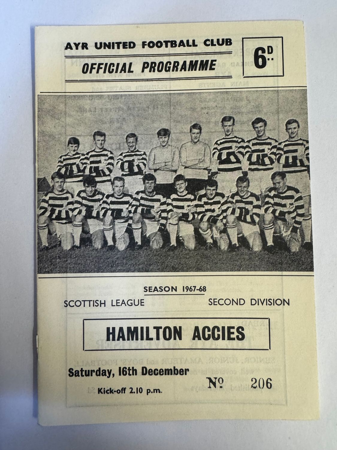 Ayr United v Hamilton - 16/12/67