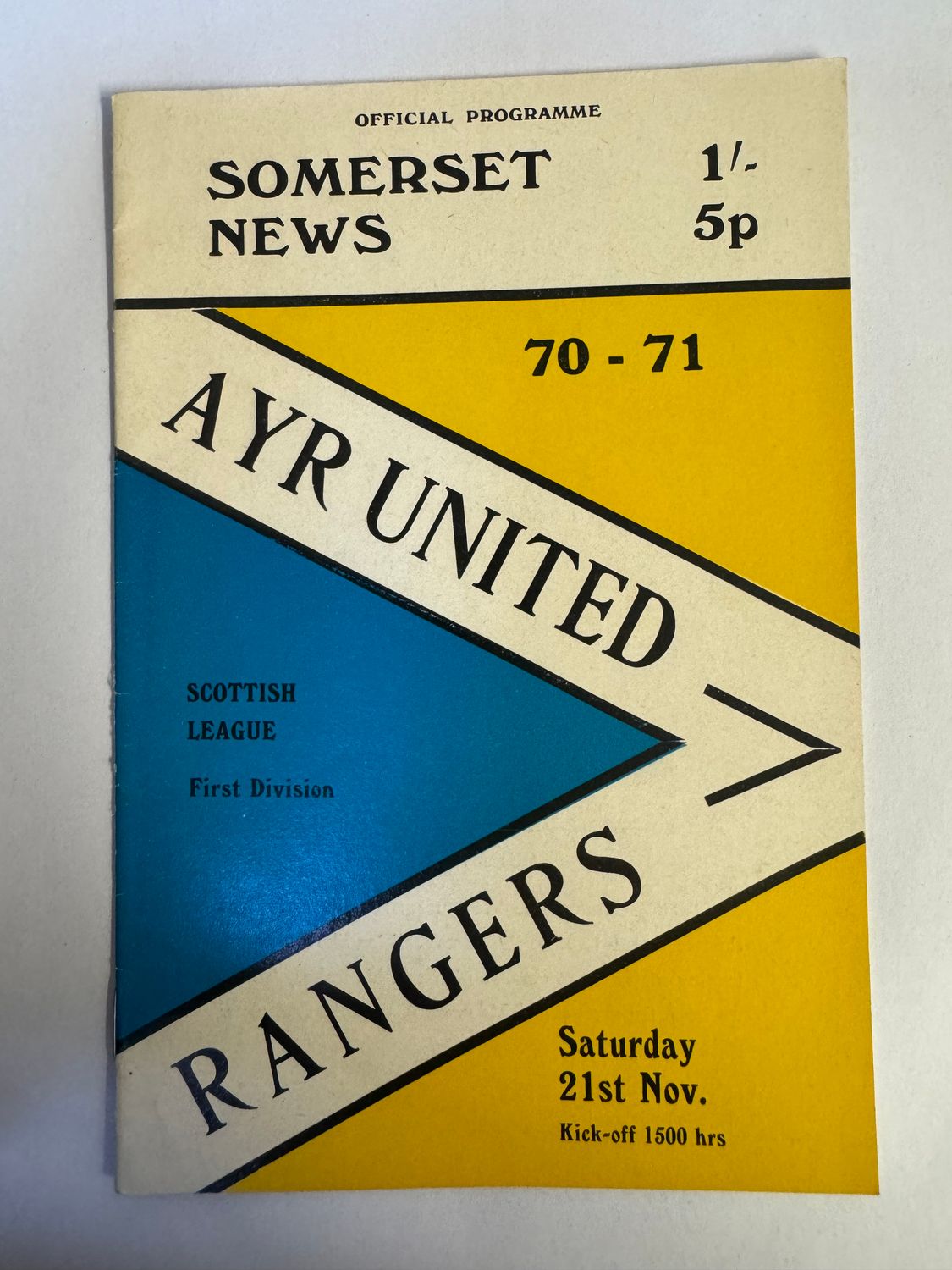 Ayr United v Rangers - 21/11/70