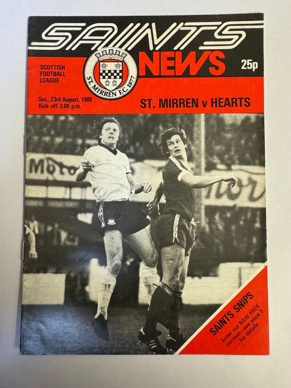 St Mirren v Hearts  - 23/8/80