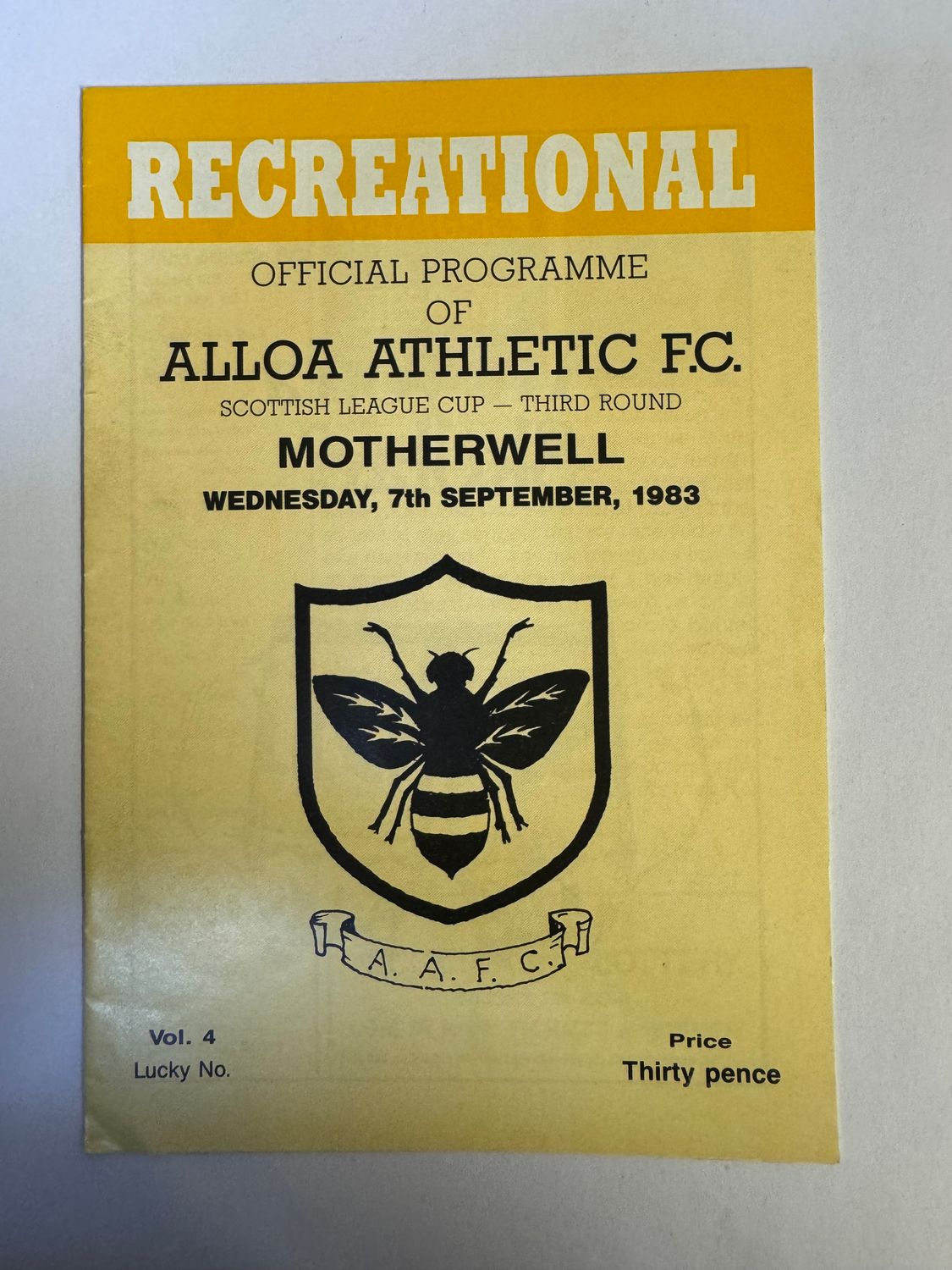 Alloa Athletic v Motherwell - 27/8/83