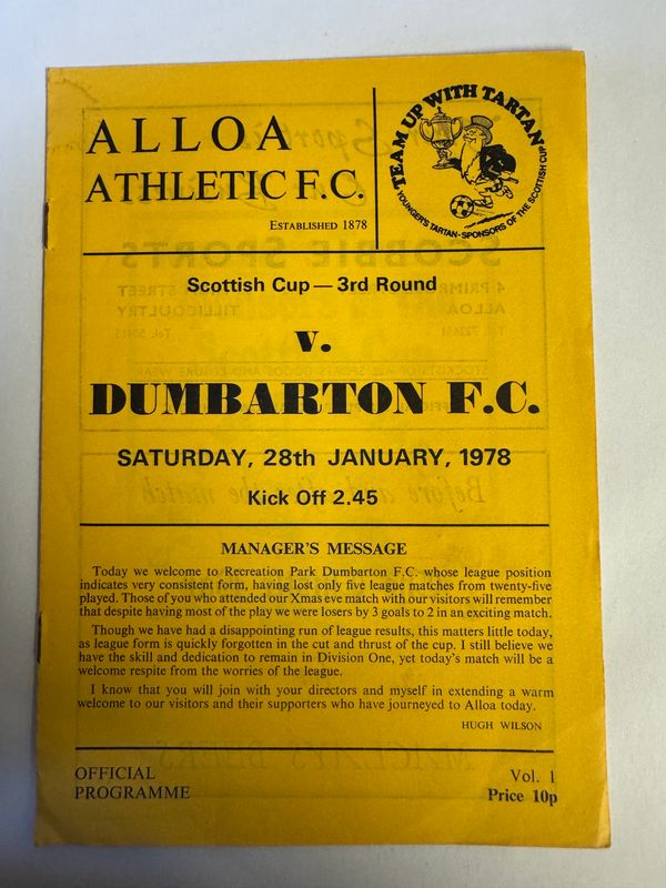 Alloa Athletic v Dumbarton - 28/1/78