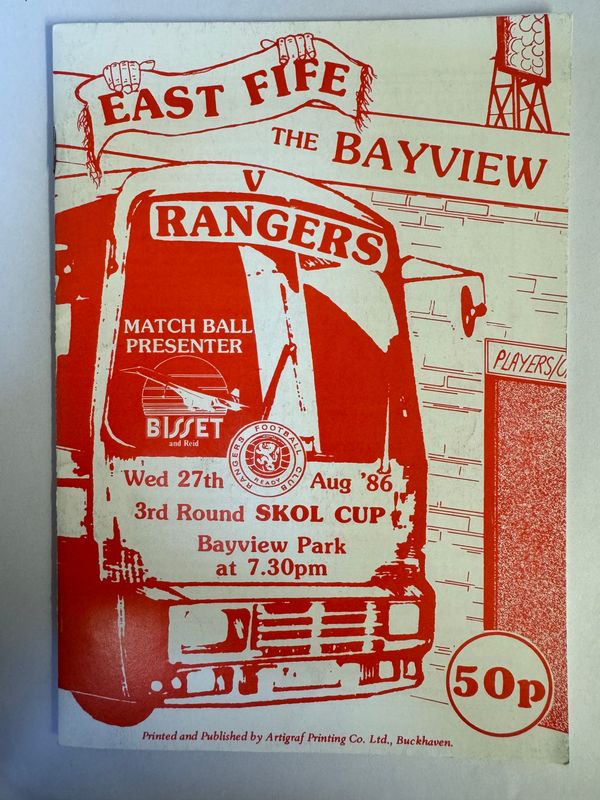 East Fife v Rangers - 27/8/86