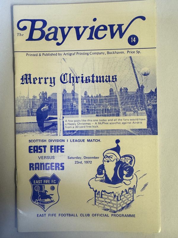 East Fife v Rangers - 23/12/72