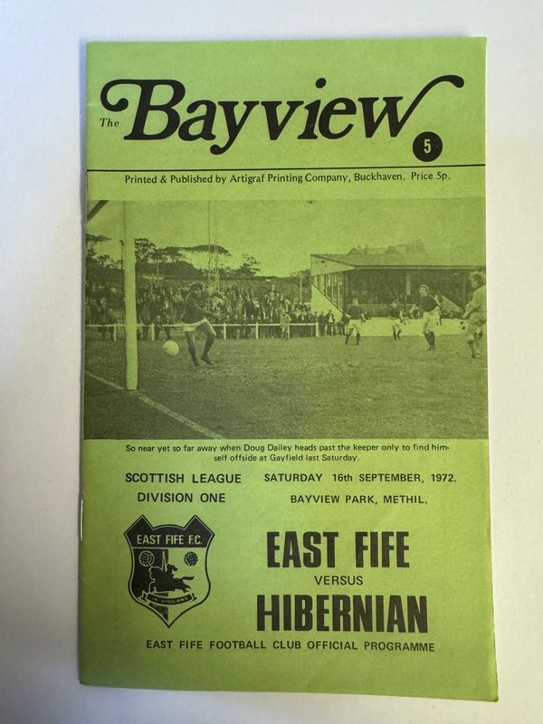East Fife v Hibernian - 16/9/72